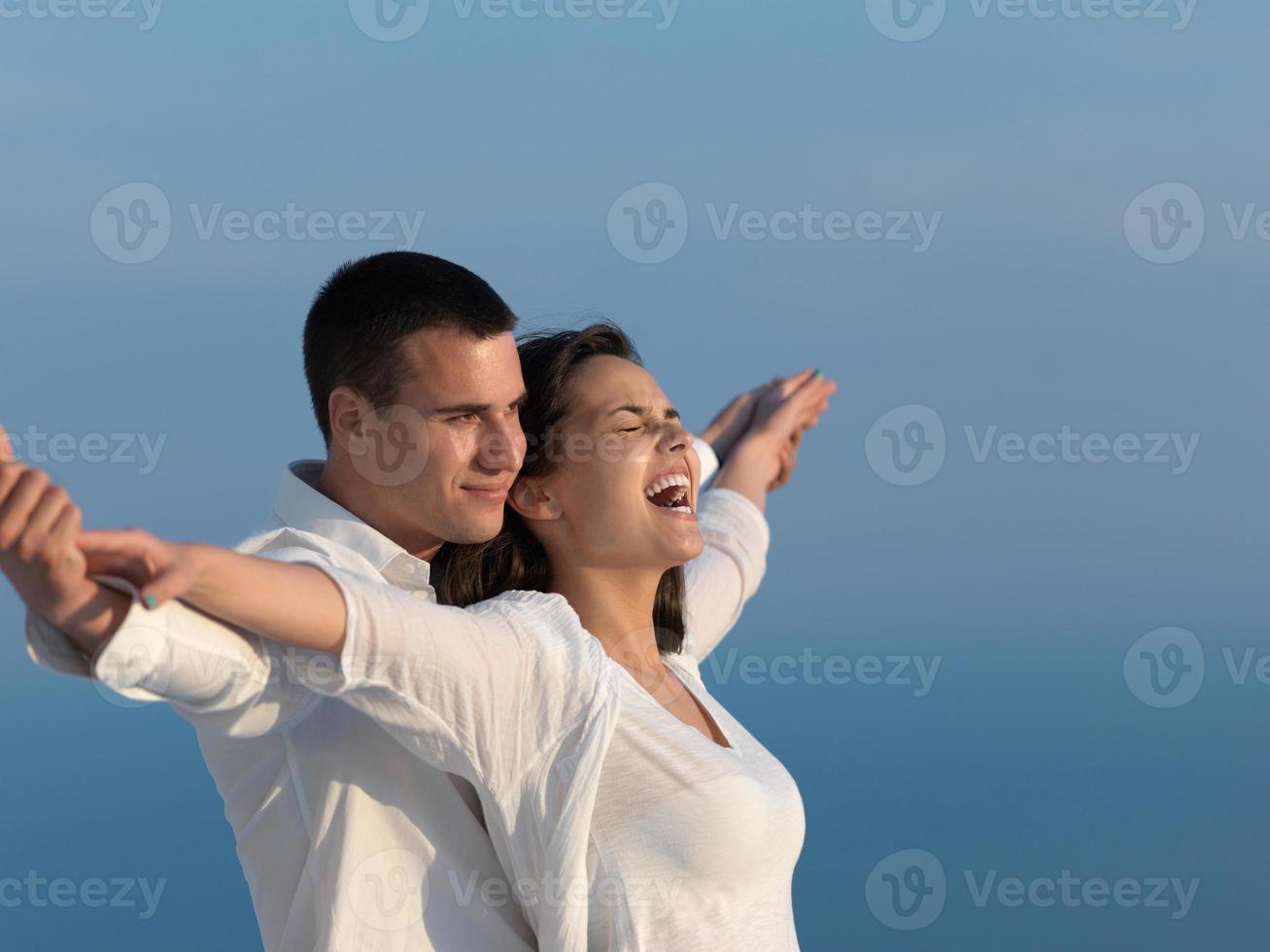 happy young romantic couple have fun arelax  relax at home photo