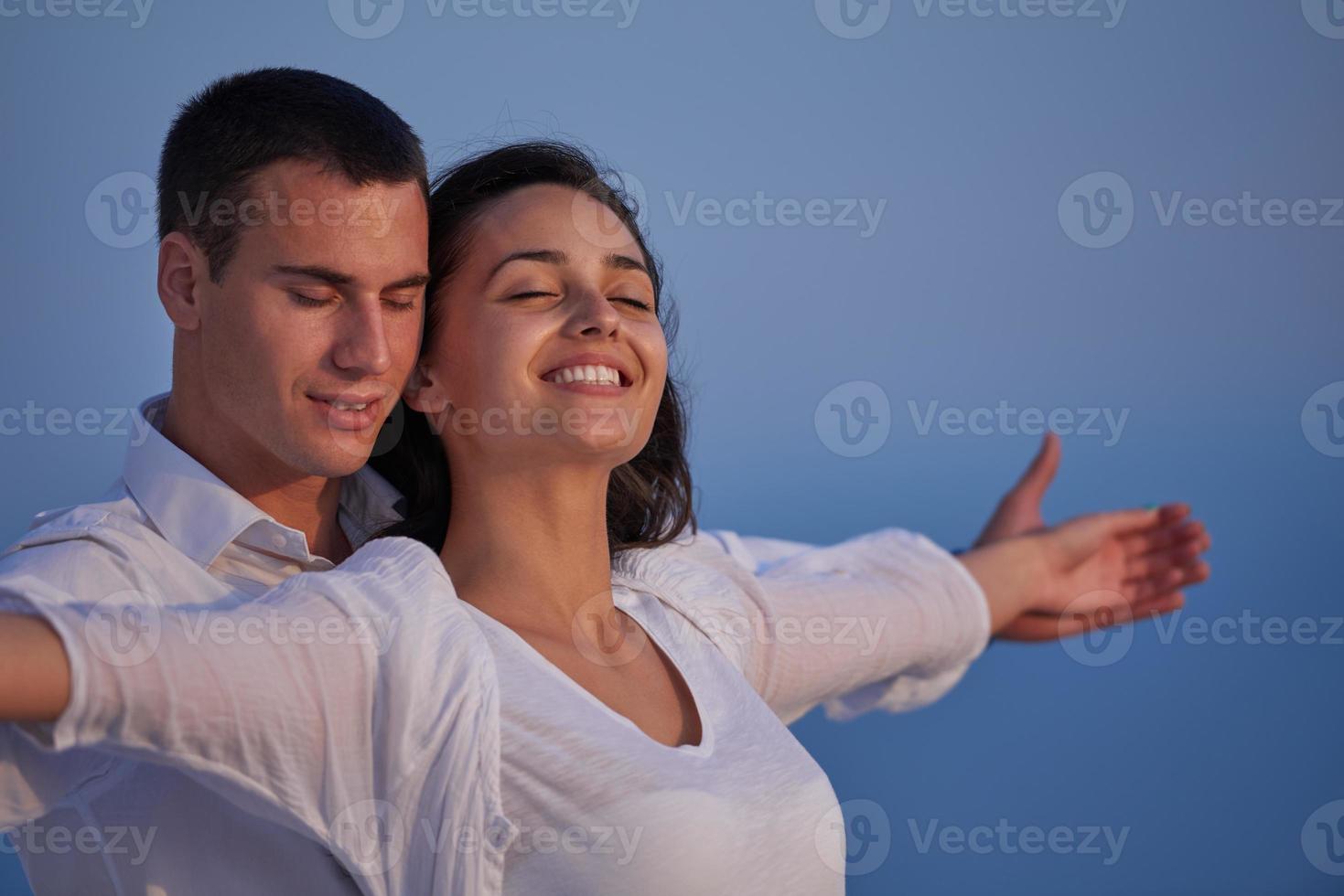 happy young romantic couple have fun arelax  relax at home photo
