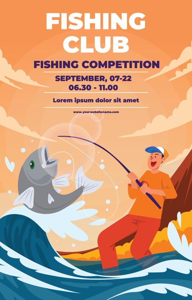 Fall Activity Poster Man Fishing vector