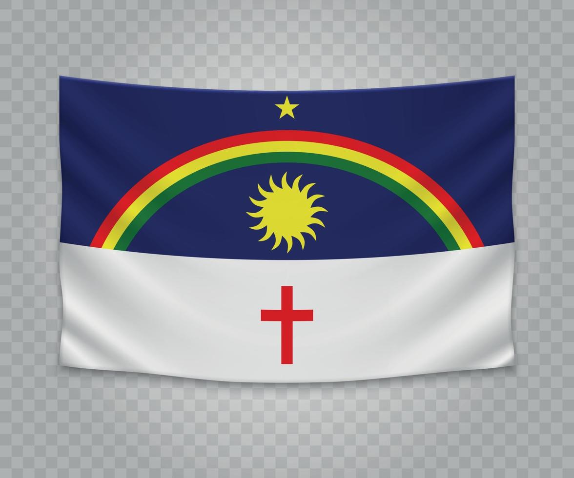 Realistic hanging flag vector