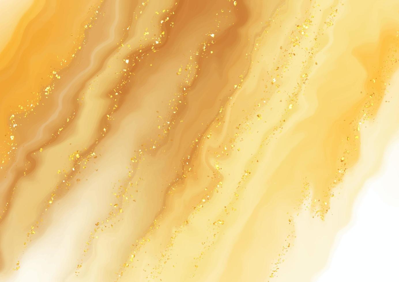 Hand painted watercolour background with gold glitter vector