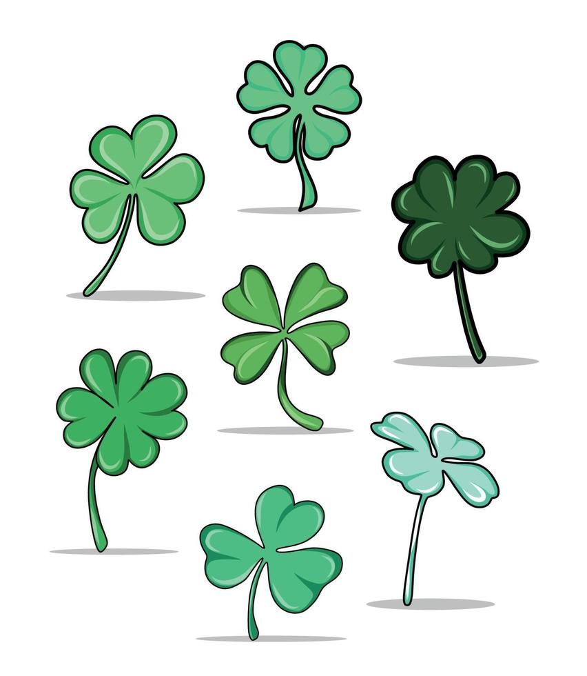 Set clover green st patrick's day vector