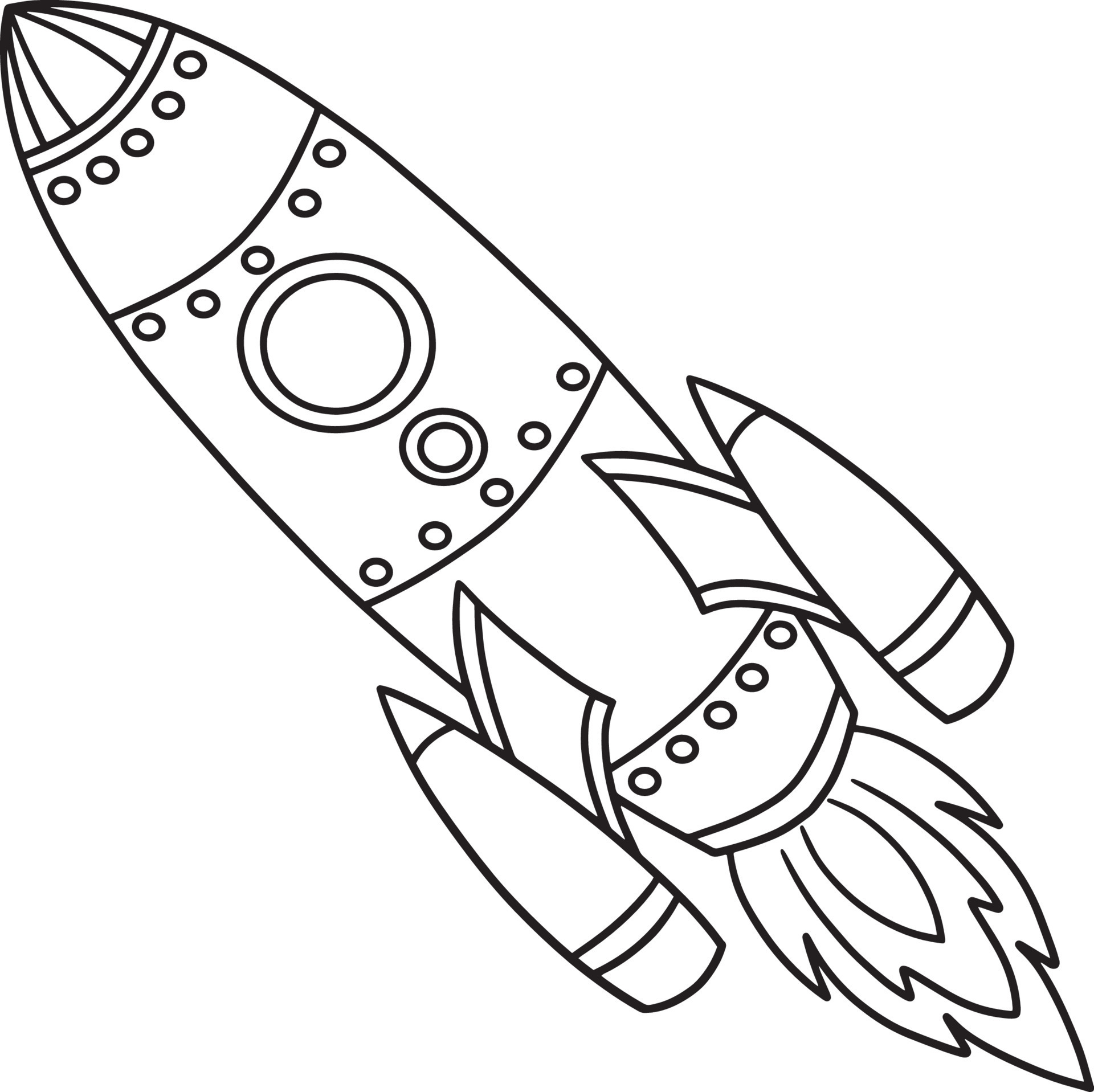 Rocket Ship Isolated Coloring Page for Kids 10993595 Vector Art at Vecteezy