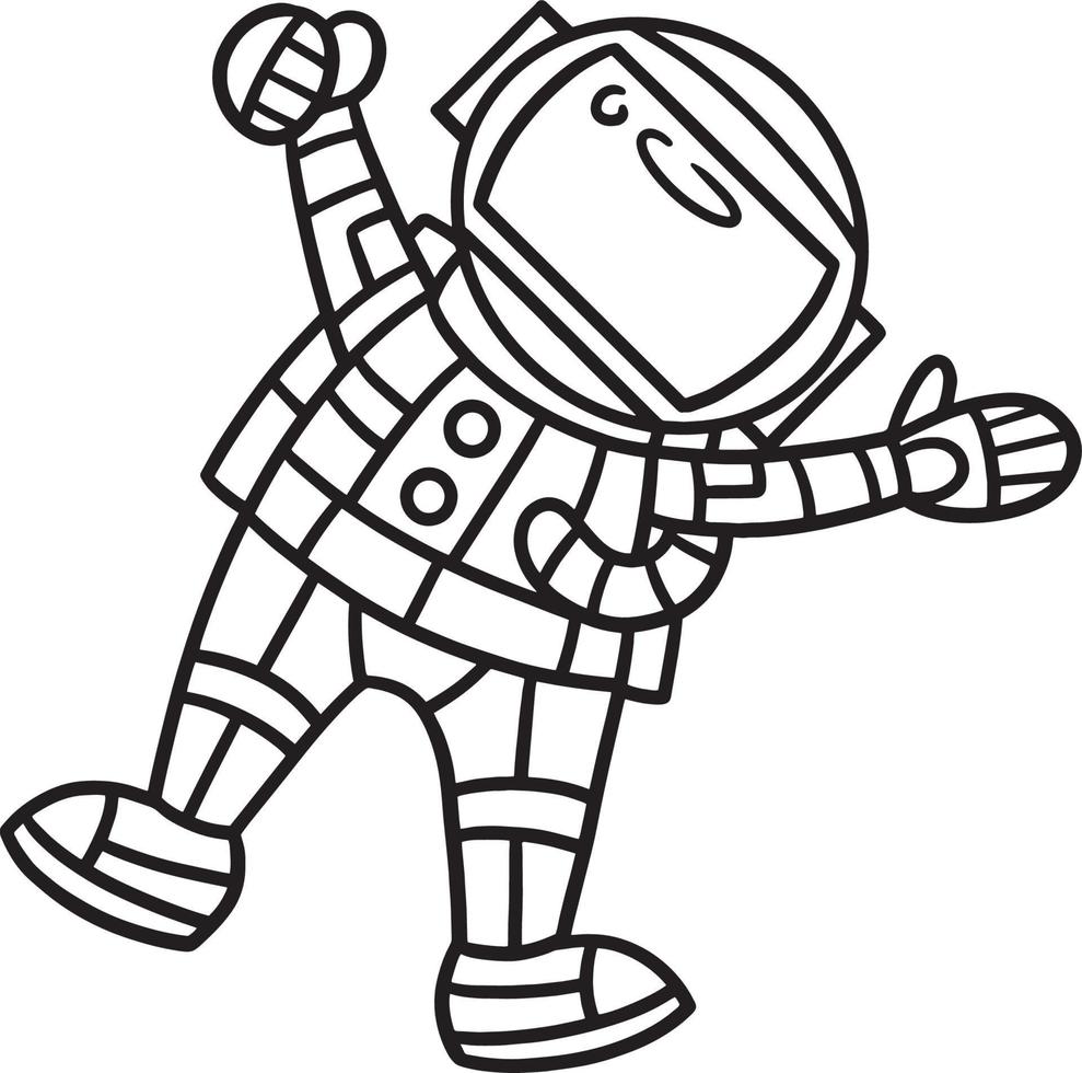 Astronaut Isolated Coloring Page for Kids vector