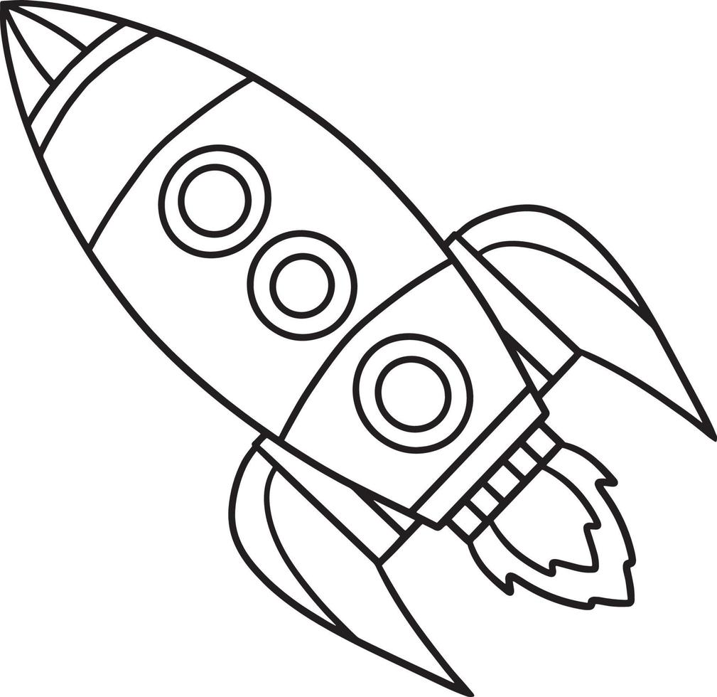 Rocket Ship Isolated Coloring Page for Kids vector