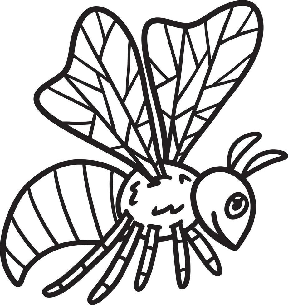 Bee Animal Isolated Coloring Page for Kids vector