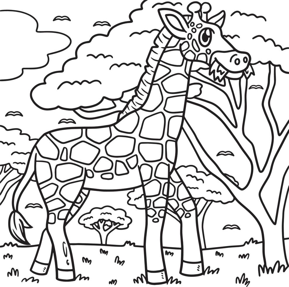 Giraffe Animal Coloring Page for Kids vector