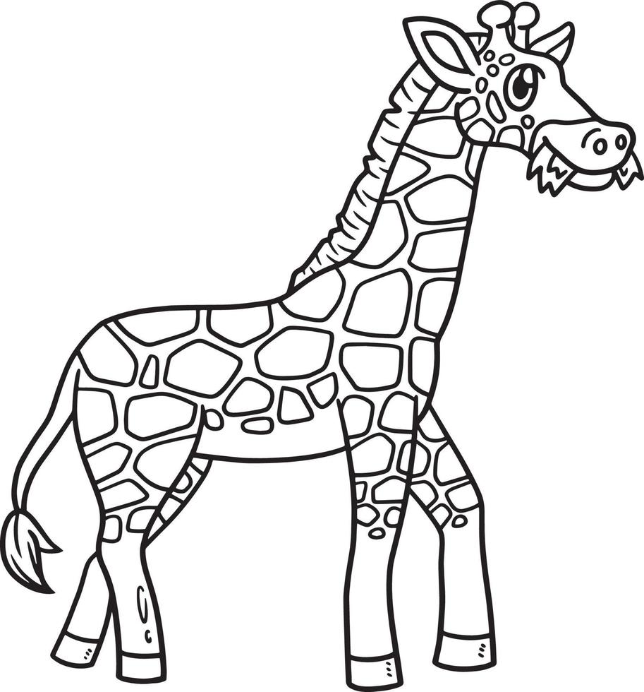 Giraffe Animal Isolated Coloring Page for Kids vector
