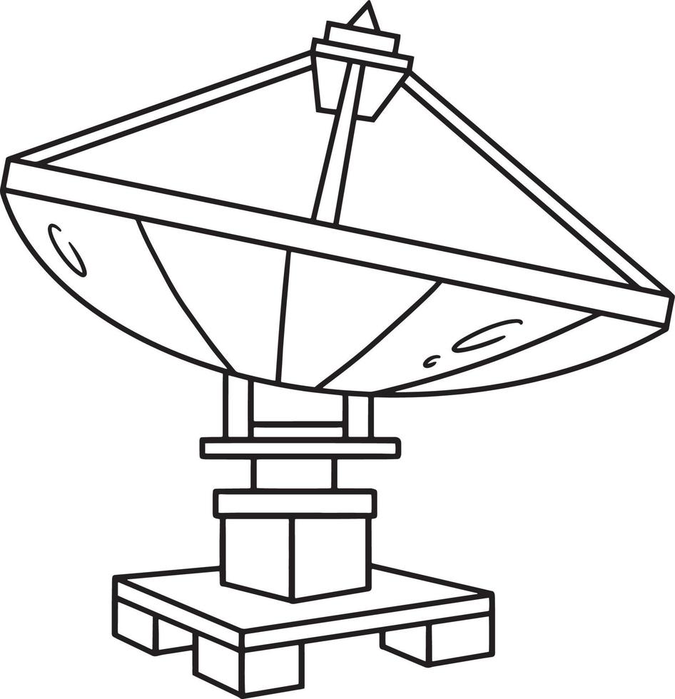 Space Radar Satellite Isolated Coloring Page vector