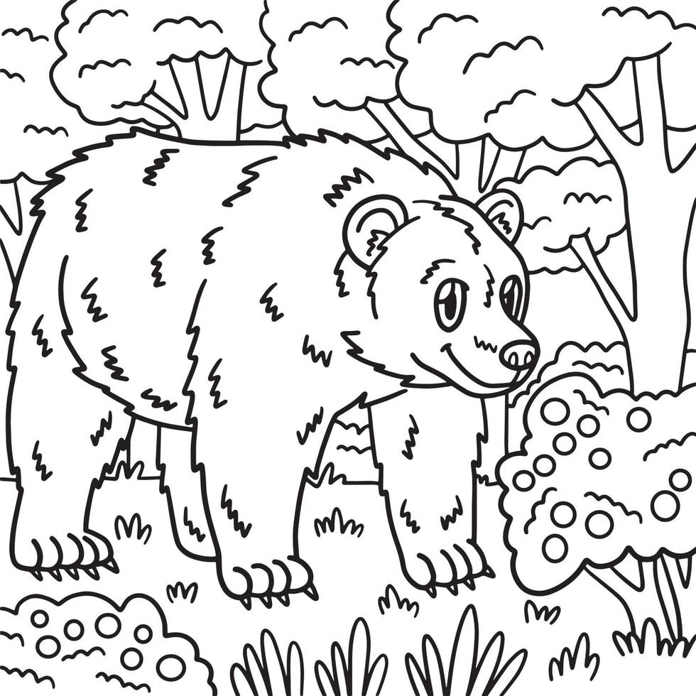 Bear Animal Coloring Page for Kids vector