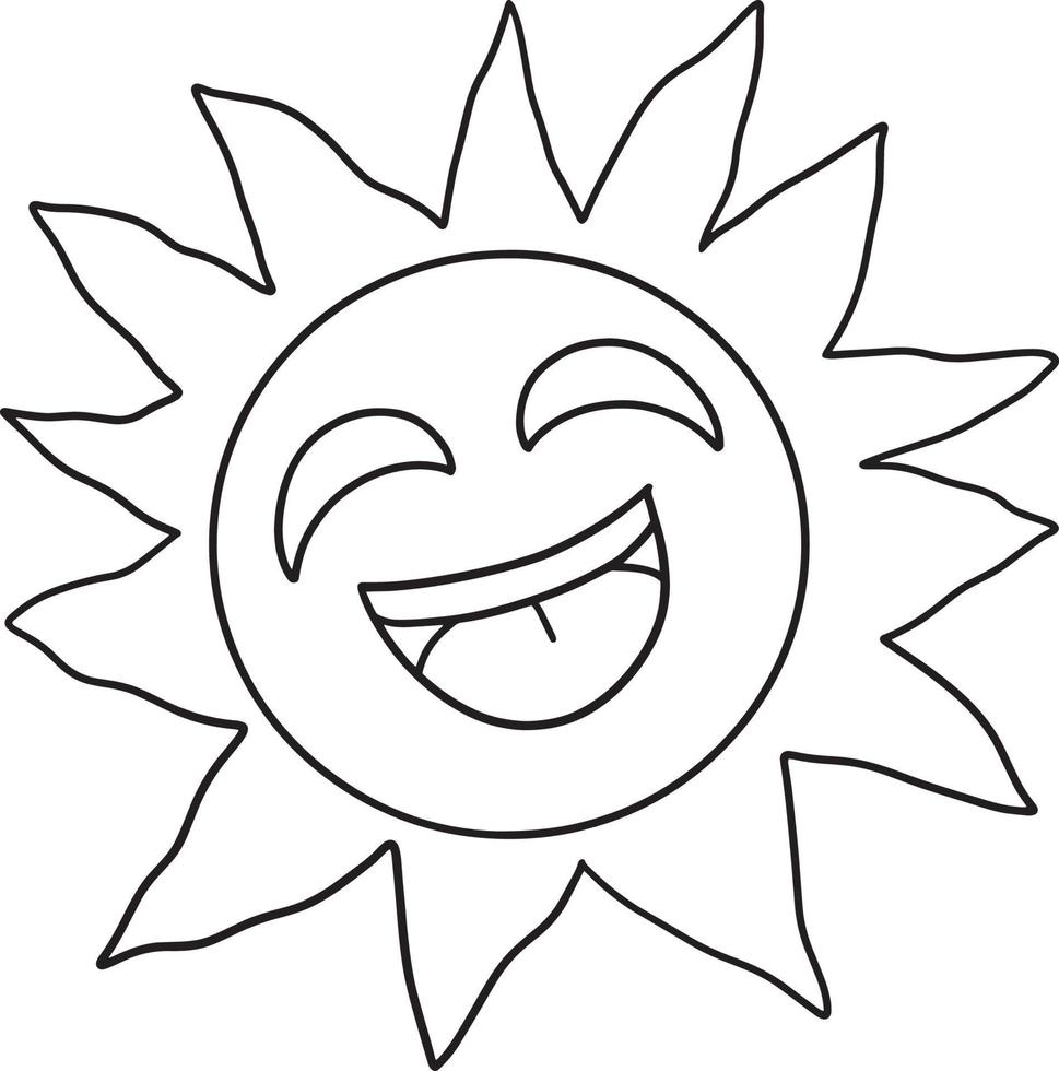 Happy Sun Isolated Coloring Page for Kids vector