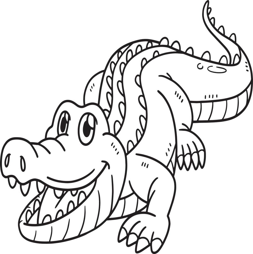 Crocodile Animal Isolated Coloring Page for Kids vector