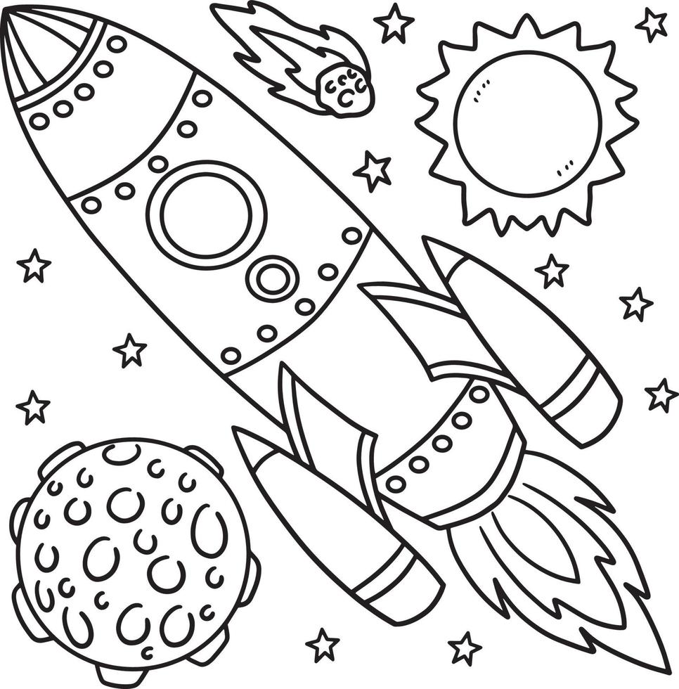 Space Shuttle Coloring Page for Kids vector