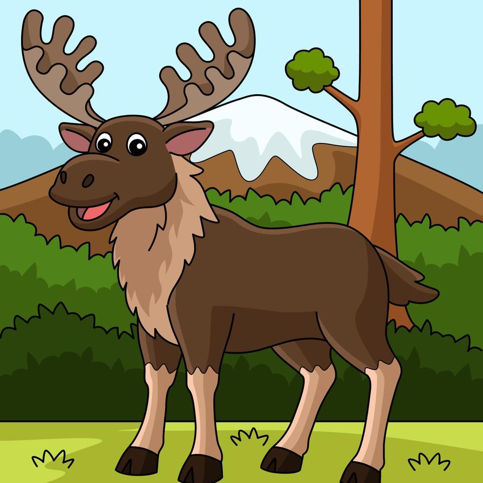 Moose Animal Colored Cartoon Illustration vector