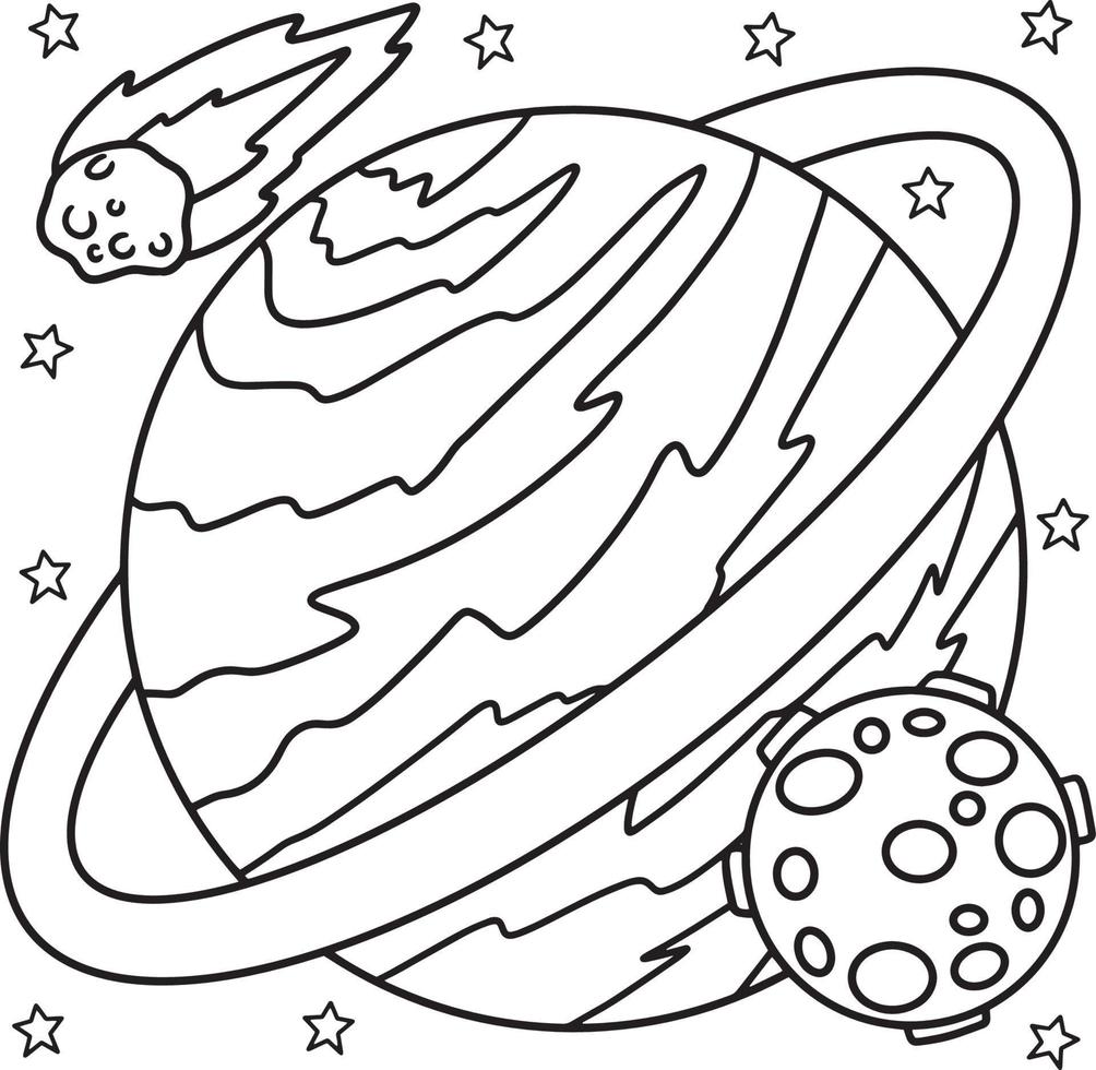 planeta saturno para colorear para niños vector