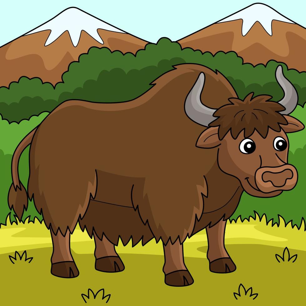 ilustración de dibujos animados de color animal yak vector