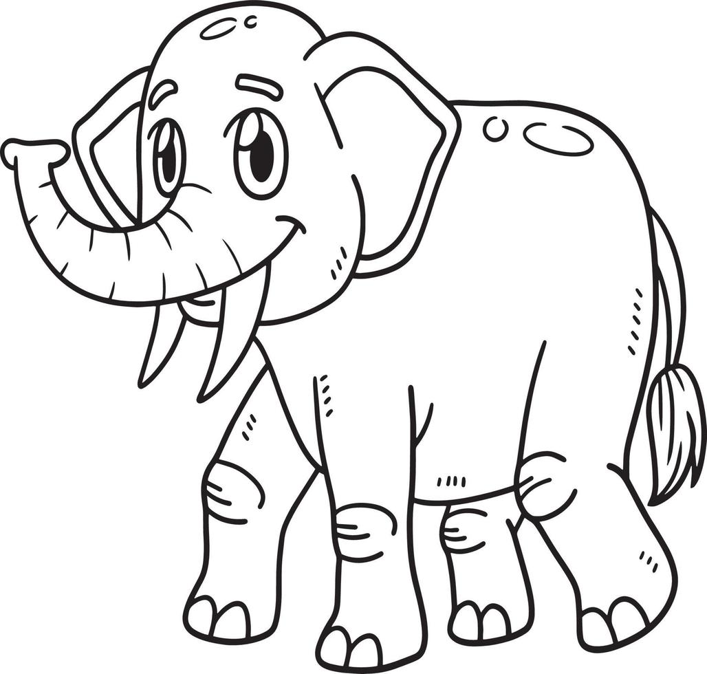 Elephant Animal Isolated Coloring Page for Kids vector