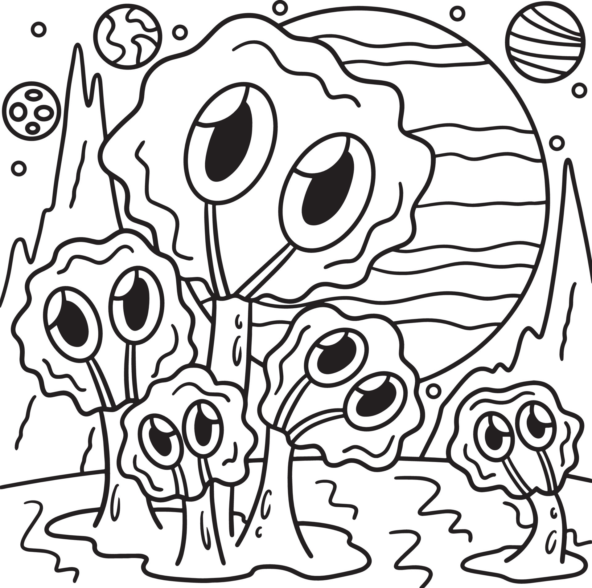 Alien In Space Coloring Page for Kids 10993660 Vector Art at Vecteezy