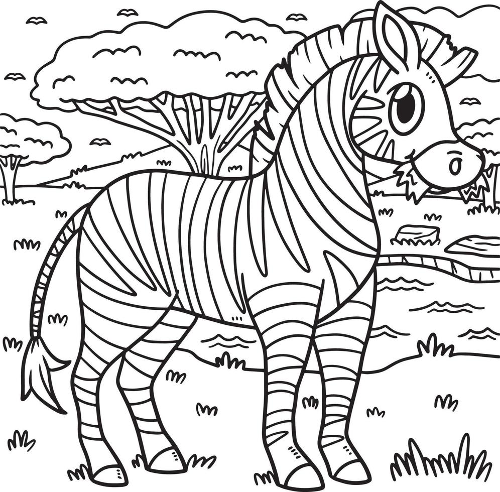 Zebra Animal Coloring Page for Kids vector