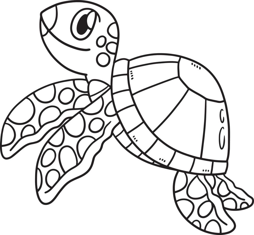 Turtle Animal Isolated Coloring Page for Kids vector