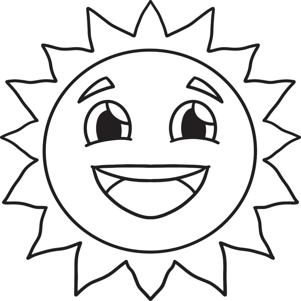 Happy Sun Isolated Coloring Page for Kids vector