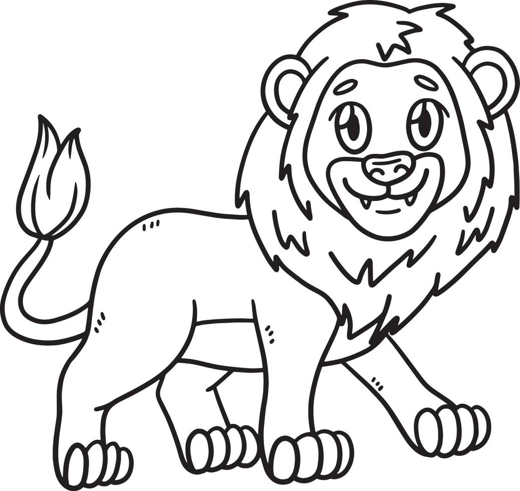 León animal aislado página para colorear para niños vector