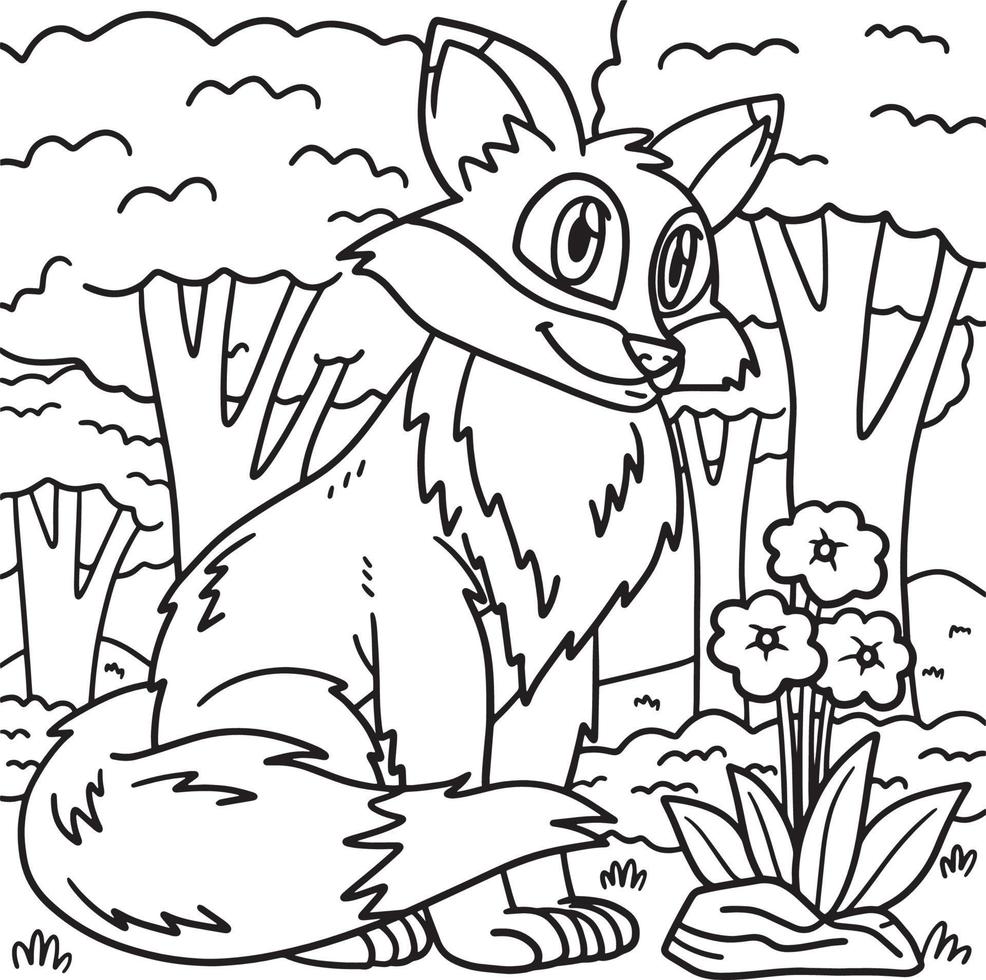 Fox Animal Coloring Page for Kids vector