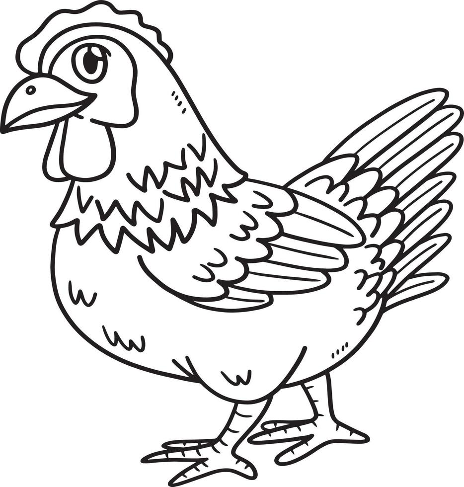 Chicken Animal Isolated Coloring Page for Kids vector