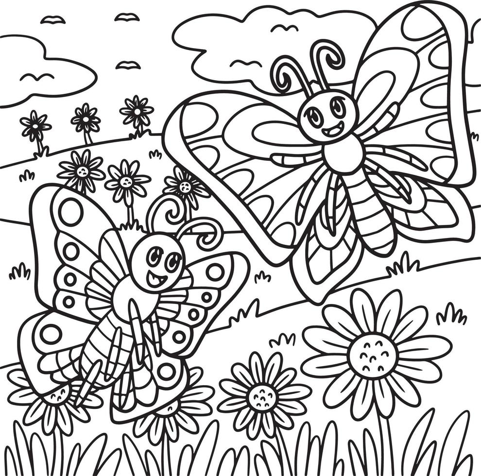 Butterfly Animal Coloring Page for Kids vector