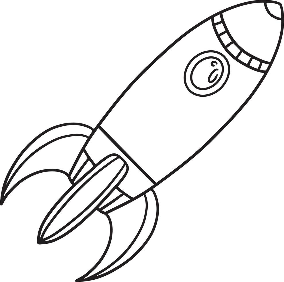 Rocket Ship Isolated Coloring Page for Kids vector
