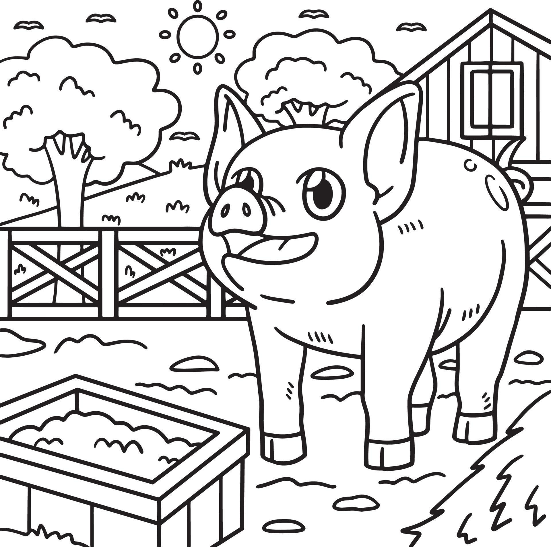 Pig Animal Coloring Page for Kids 10993716 Vector Art at Vecteezy