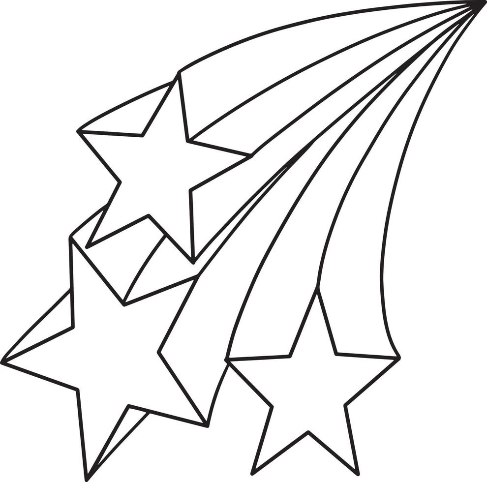 Falling Shooting Stars Isolated Coloring Page vector