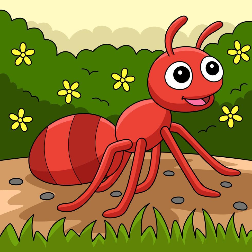 ilustración de dibujos animados de color animal hormiga vector