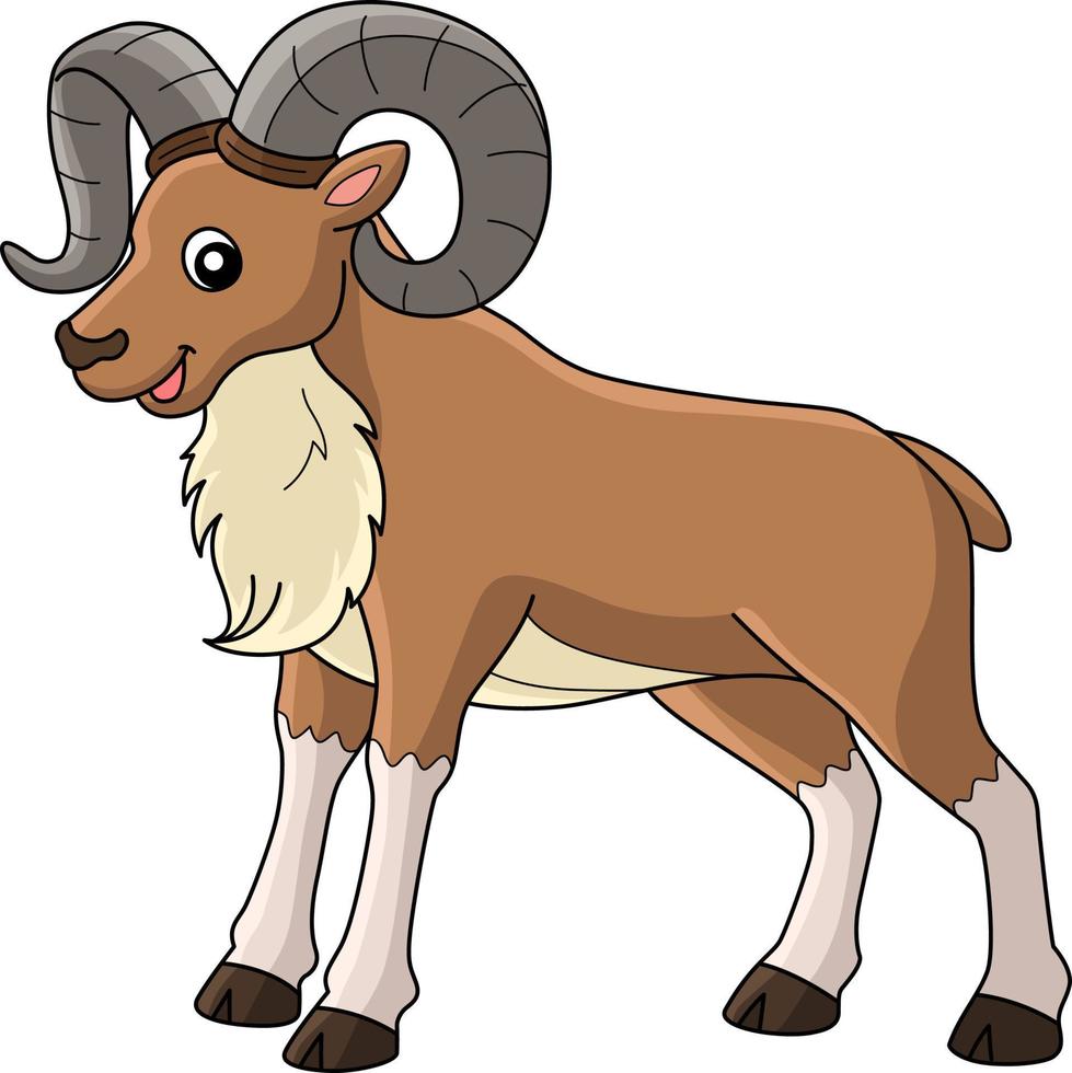 Urial Animal Cartoon Colored Clipart Illustration vector