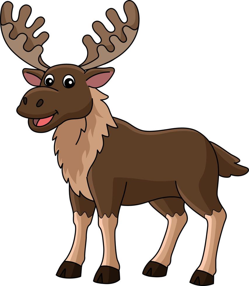 Moose Animal Cartoon Colored Clipart Illustration vector