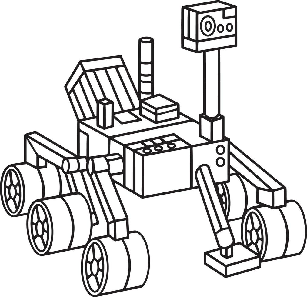 Curiosity Mars Rover Isolated Coloring Page vector