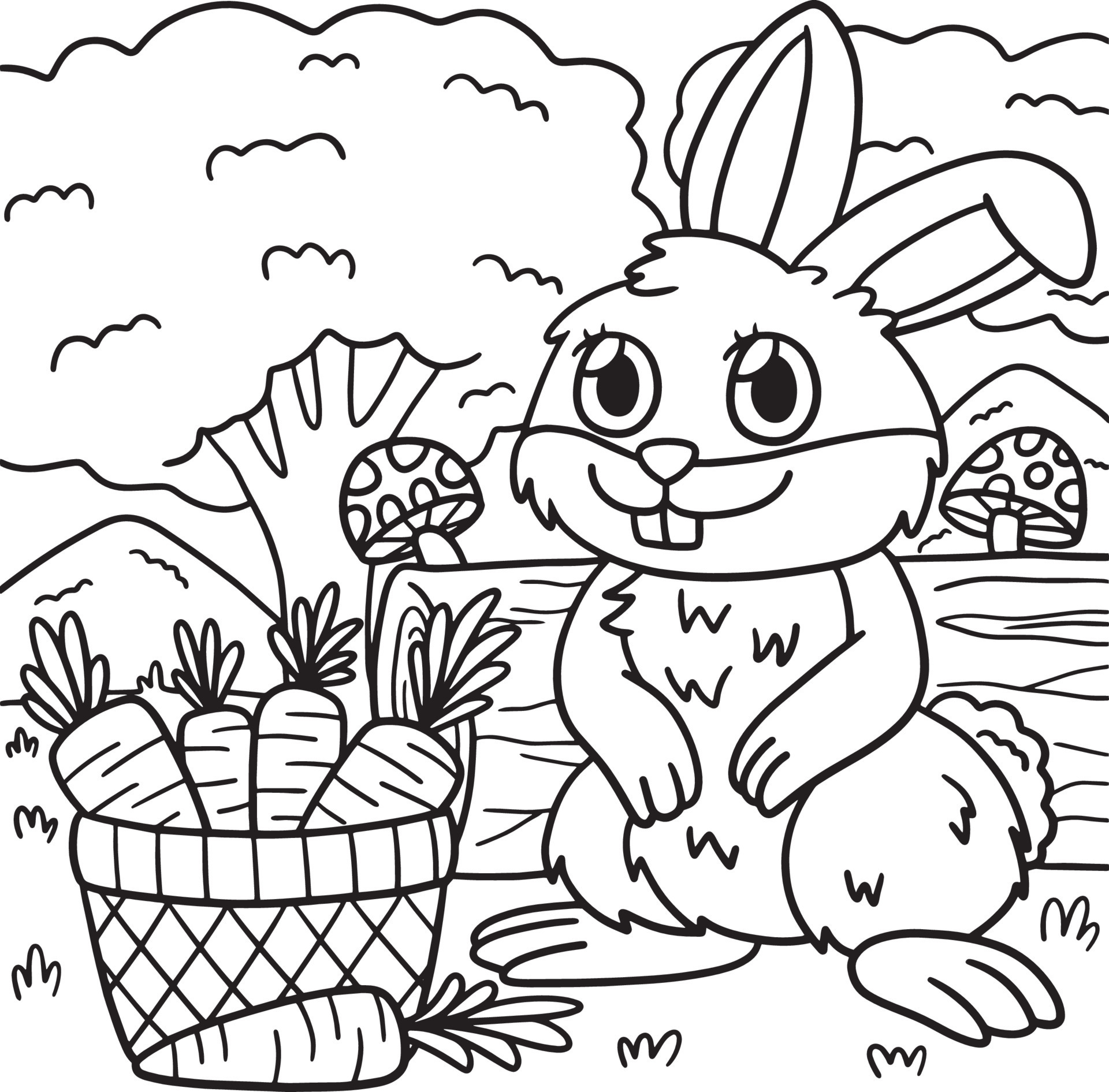 Rabbit Animal Coloring Page for Kids 10993800 Vector Art at Vecteezy