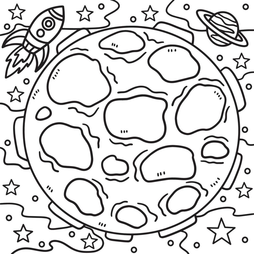 Planet And Rocket Ship Coloring Page for Kids vector