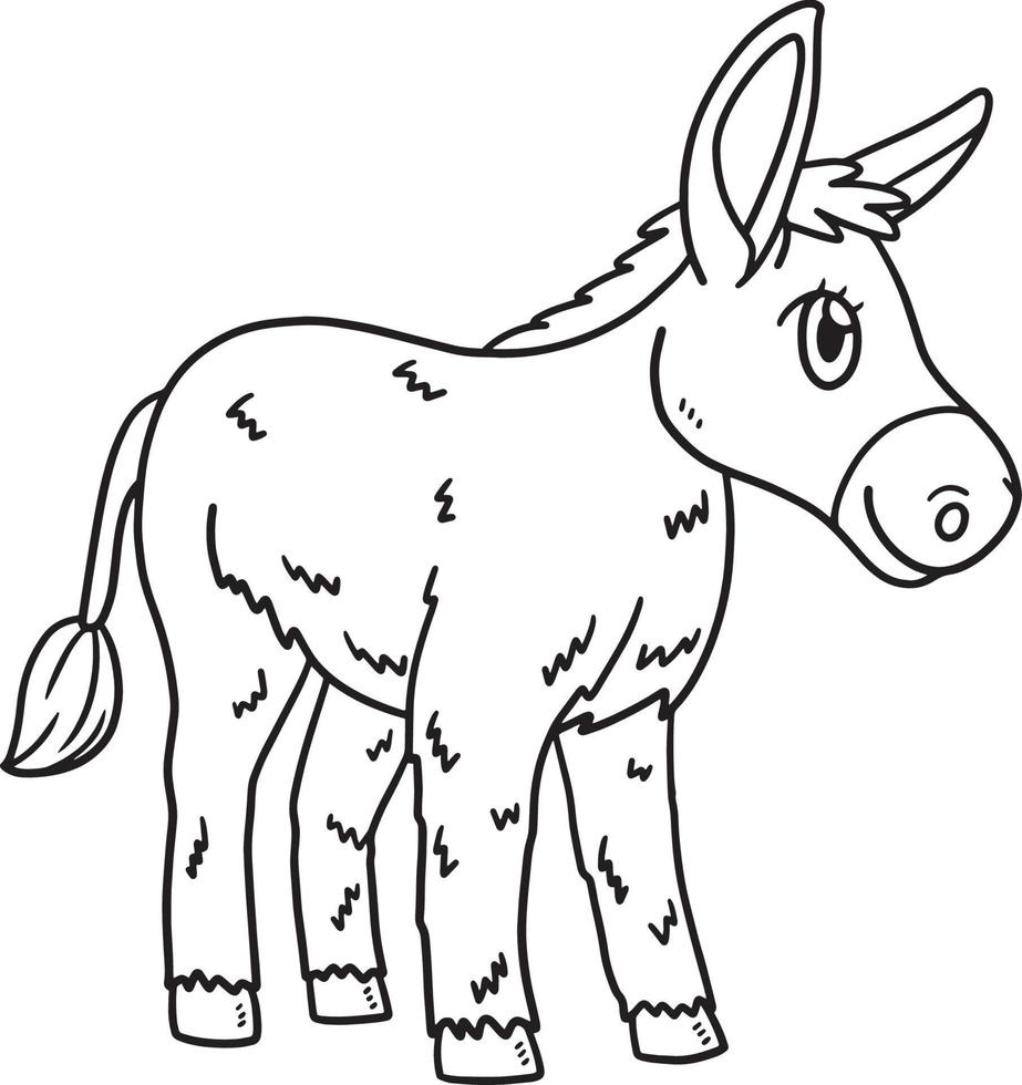 Donkey Animal Isolated Coloring Page for Kids vector