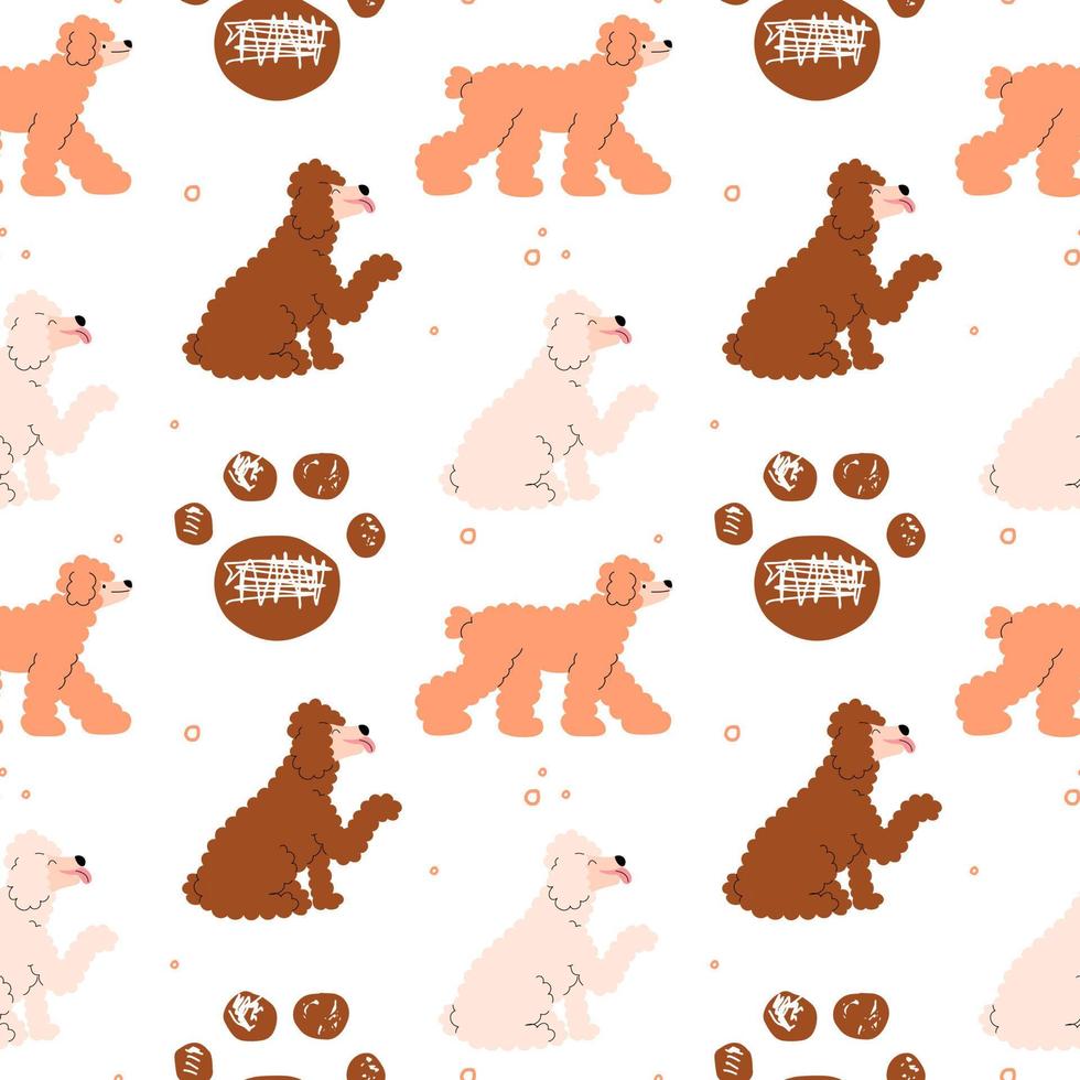 Seamless pattern with funny dog. Vector illustration in flat style