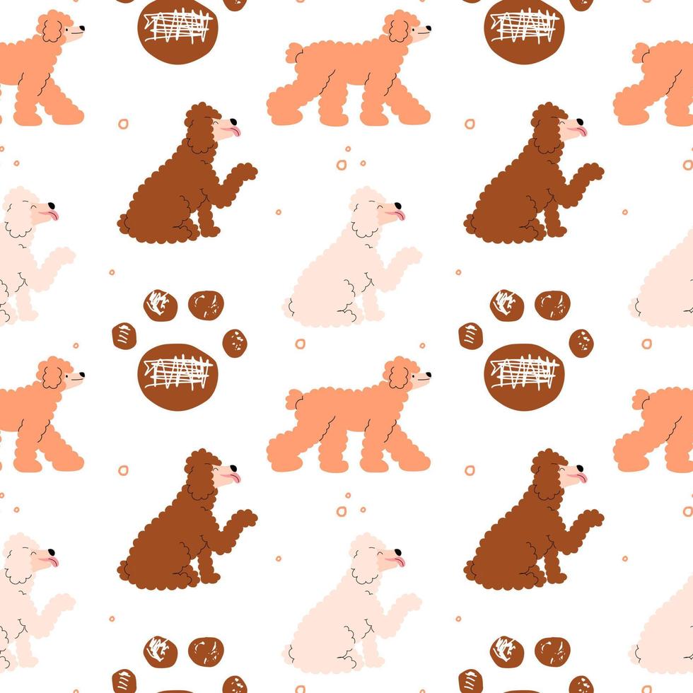 Seamless pattern with funny dog. Vector illustration in flat style