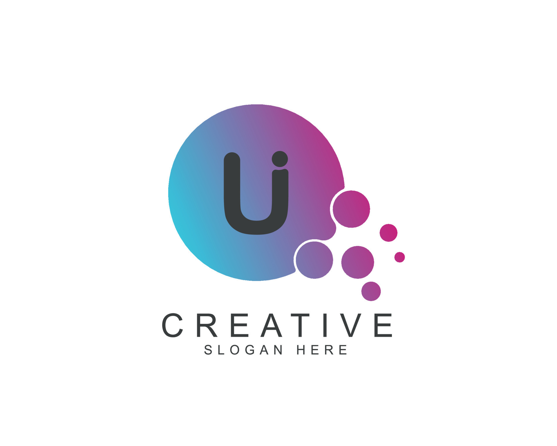 Letter U Point Logo Design with Blue Purple. Illustration of Colorful