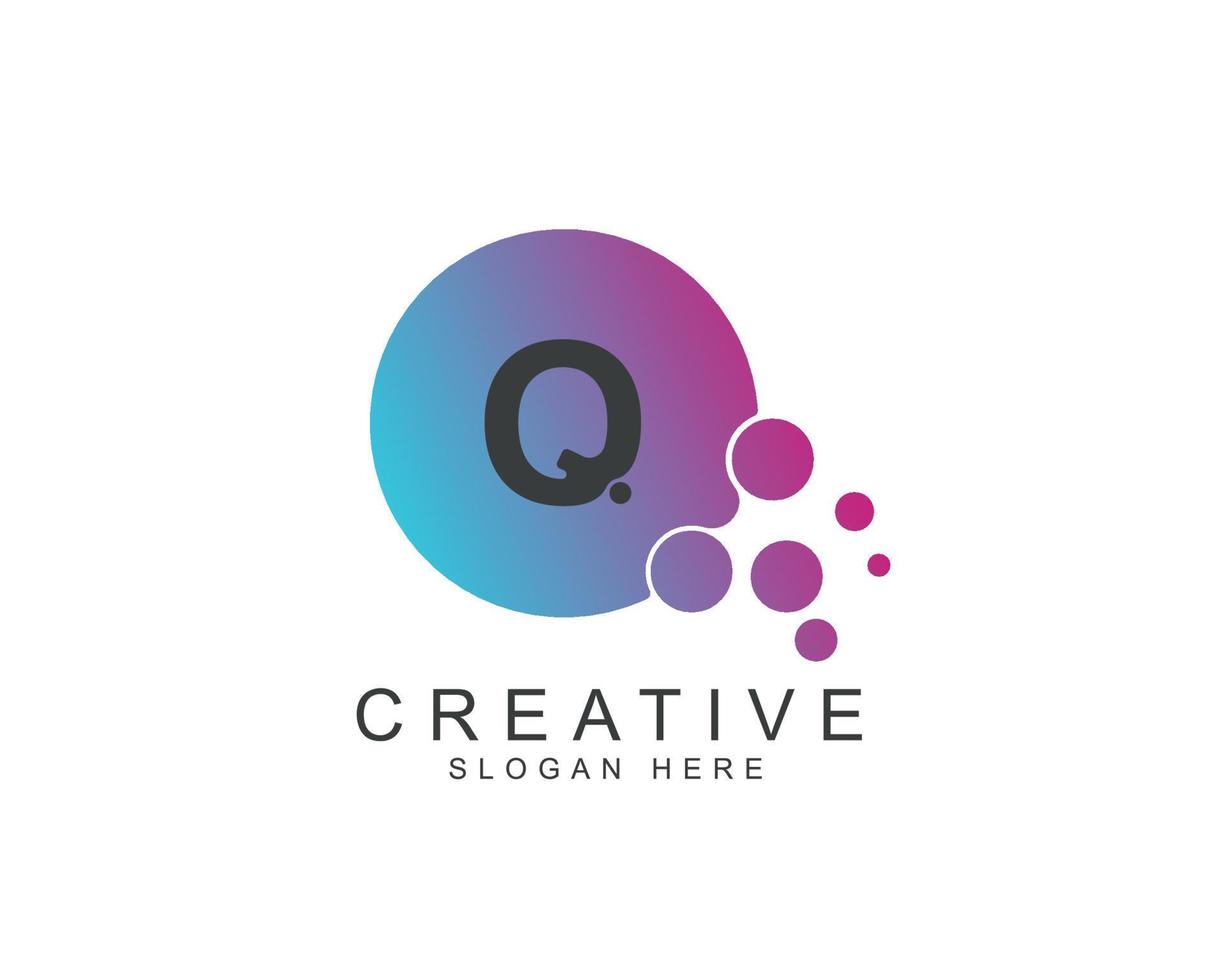 Letter Q Point Logo Design with Blue Purple. Illustration of Colorful Alphabet Vector Letters