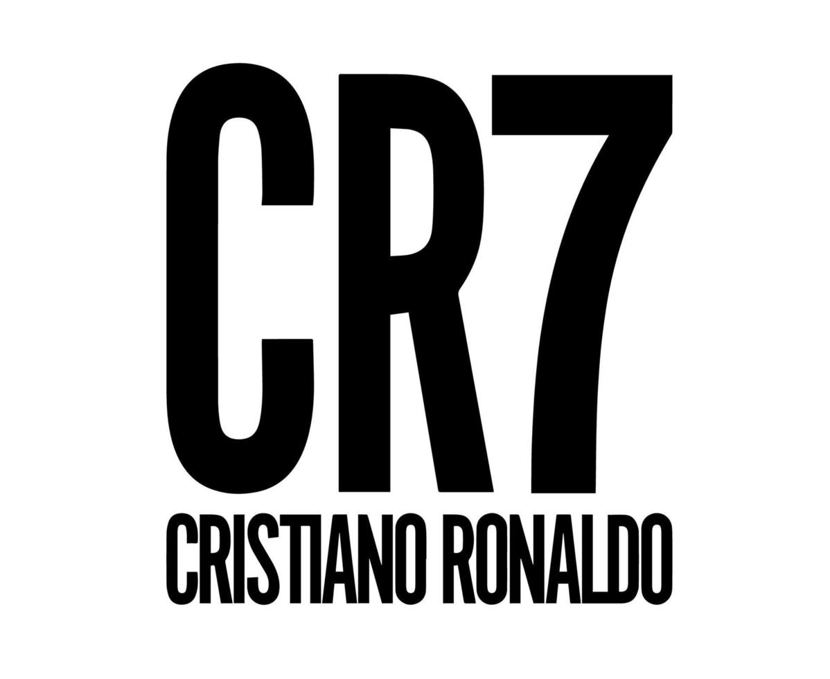 logotipo de cr7 símbolo negro icono de diseño de ropa ilustración de vector de fútbol abstracto con fondo blanco