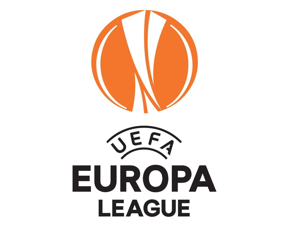logotipo de símbolo de liga de europa diseño en negro y naranja vector de fútbol ilustración de equipos de fútbol de países europeos con fondo blanco