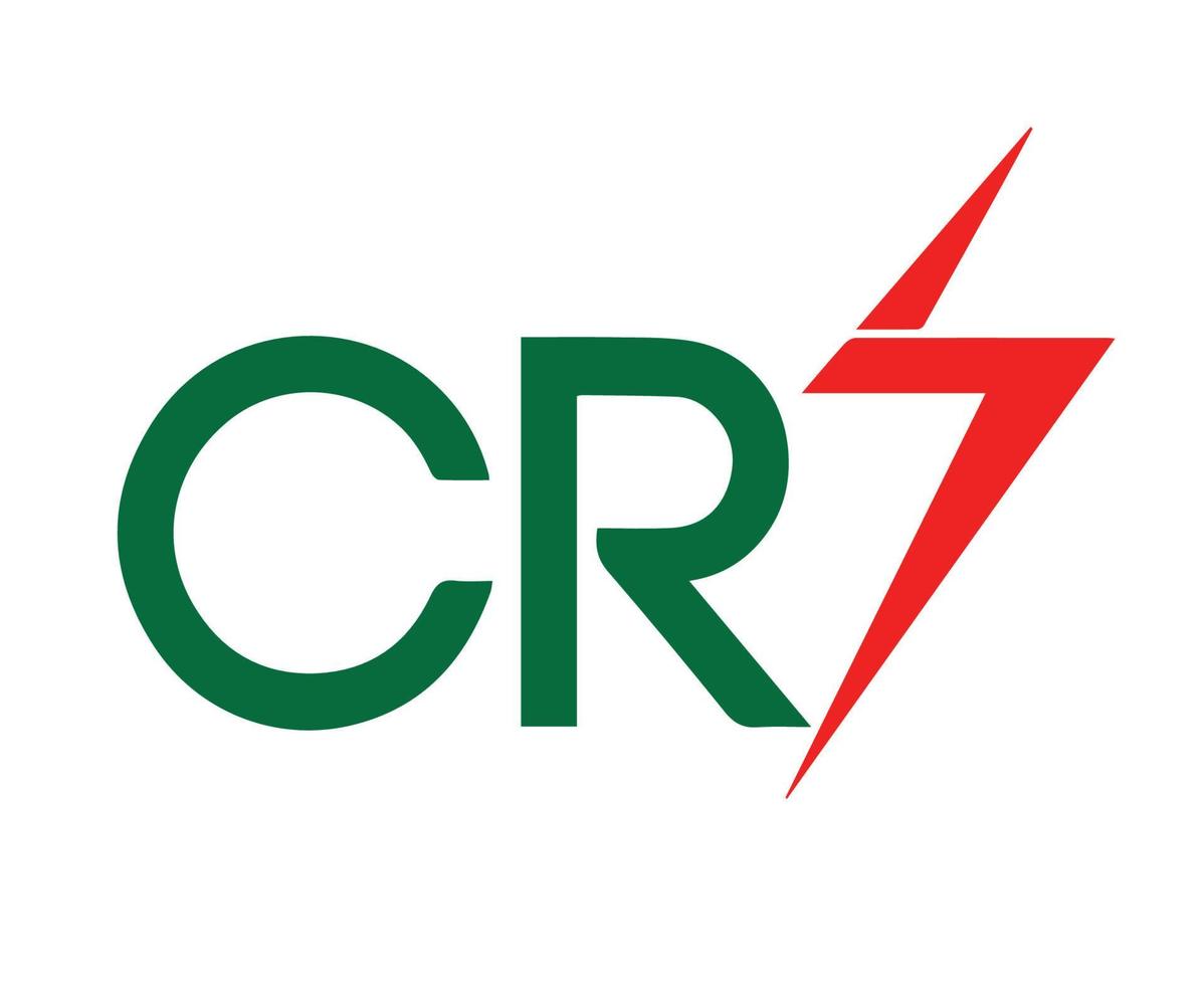 logotipo de cr7 símbolo verde y rojo icono de diseño de ropa ilustración de vector de fútbol abstracto con fondo blanco