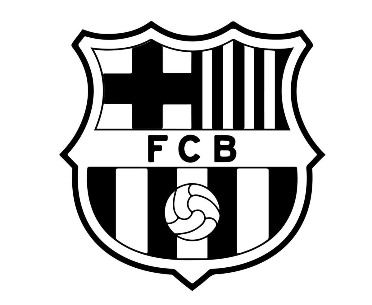 FC Barcelone Logo Symbol White And Black Design Spain football Vector European Countries Football Teams Illustration