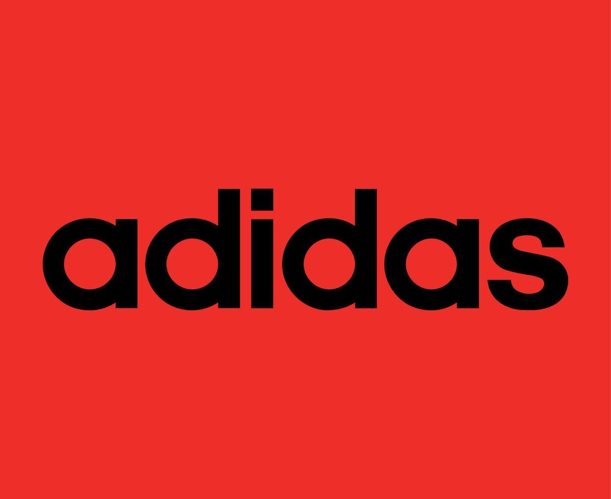 Adidas Name Symbol Logo Black Clothes Design Icon Abstract football Vector Illustration With Red Background