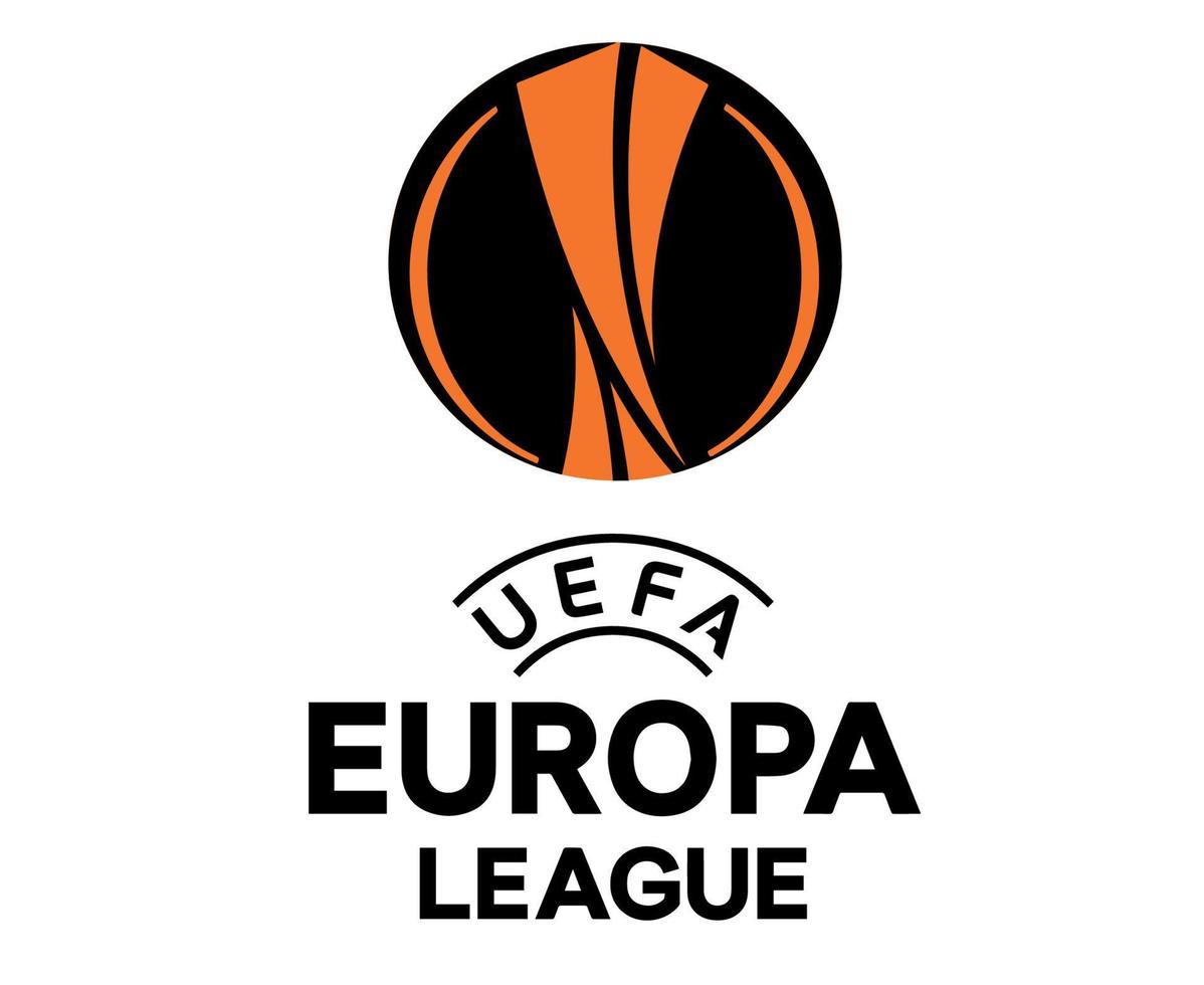 símbolo del logotipo de la liga de europa diseño en negro y naranja vector de fútbol ilustración de equipos de fútbol de países europeos con fondo blanco