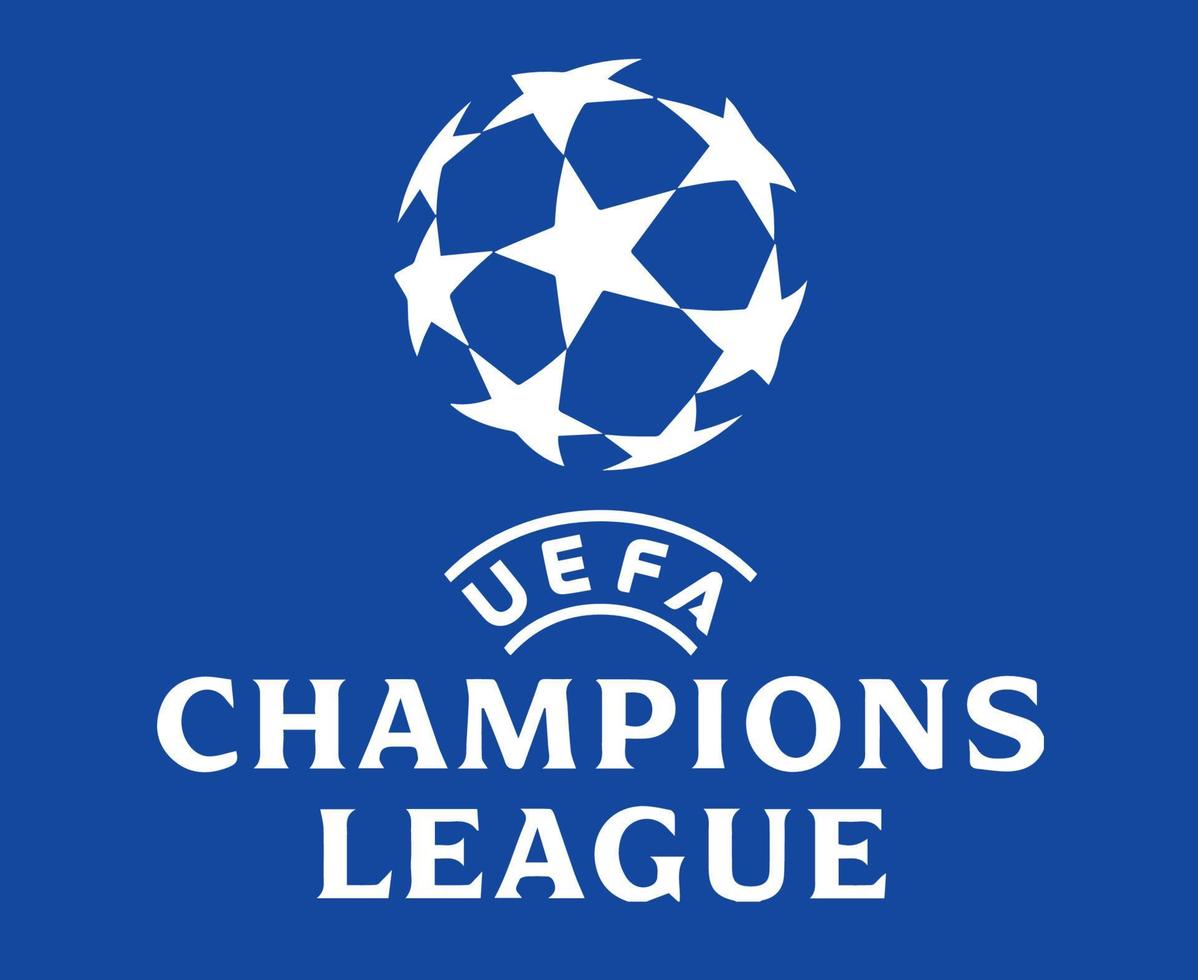 Champions League Logo Symbol White Design football Vector European Countries Football Teams Illustration With Blue Background